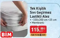 TEK KİŞİLİK SIVI GEÇİRMEZ LASTİKLİ ALEZ TEK KİŞİLİK SIVI GEÇİRMEZ LASTİKLİ ALEZ